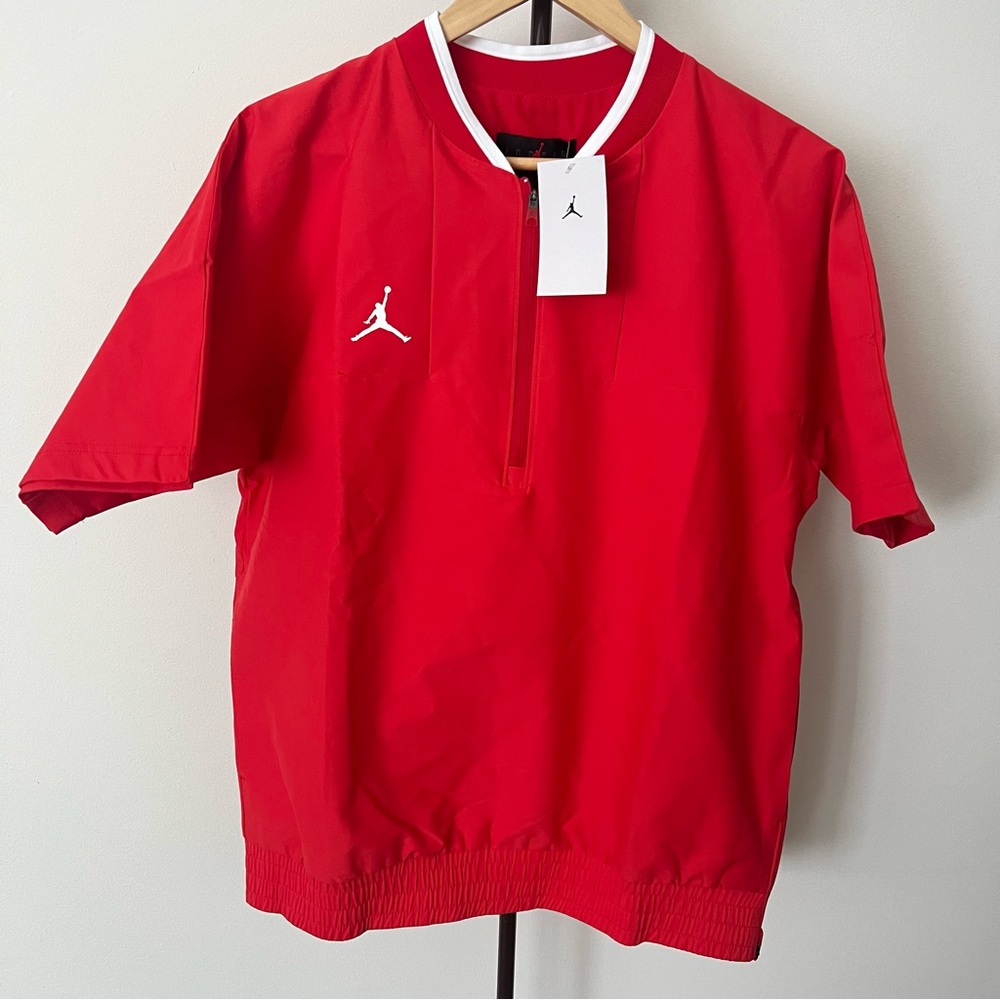 Jordan Team Lightweight Nylon Coaches Jacket Mens Medium Red 1/2 Zip CV5858-657
